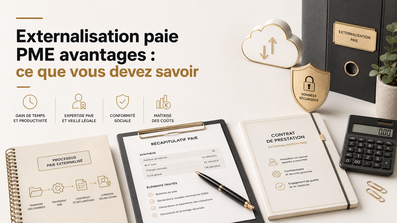Mains d'un dirigeant de PME sur des documents de paie lors d'une réunion avec un expert RH
