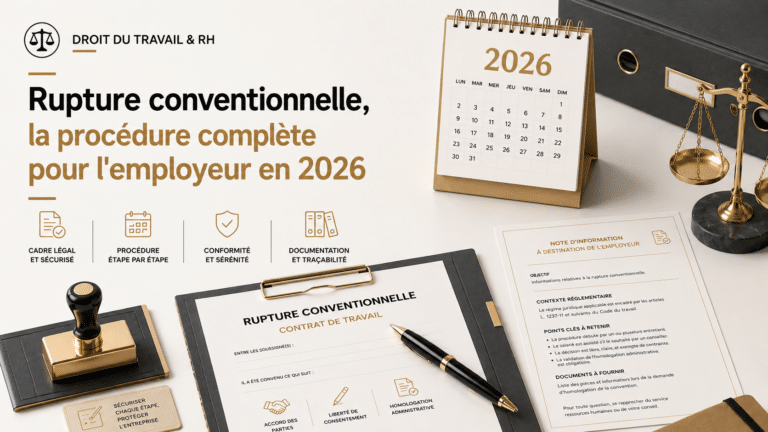 Dirigeant et salarié signant une convention de rupture conventionnelle dans un bureau